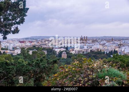 Vue depuis les jardins botaniques Argotti, la Valette, Malte, en février Banque D'Images