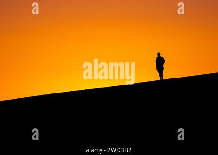 Dumont Sand Dunes, comté d'Inyo Californie, parc national de la Vallée de la mort, dunes de sable, coucher de soleil, contours des dunes de sable Banque D'Images