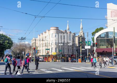 Angle de Columbus Avenue et Stockton Street, San Francisco, Californie, États-Unis Banque D'Images