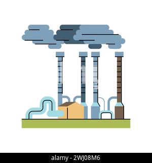 Icône de ligne de couleur de centrale géothermique. Industrie de production verte. Elément isolé par vecteur. Contour modifiable. Illustration de Vecteur