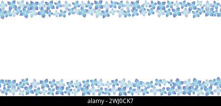 Sans couture Blue Hydrangea Floral Frame illustration vectorielle isolée sur Un fond blanc. Répétable horizontalement. Illustration de Vecteur