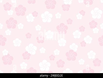 Motif sans couture vectoriel répétable horizontalement et verticalement avec des fleurs de prune vintage japonaises. Illustration de Vecteur