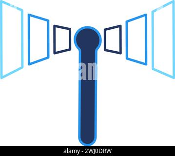Station réseau. Niveau radio de la tour sans fil, élément techno abstrait pour un design technologique moderne et rétro. Pictogramme vectoriel de couleur simple isola Illustration de Vecteur