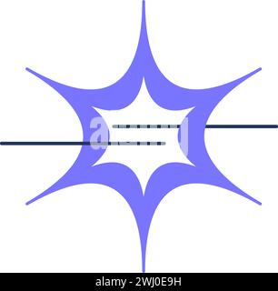 Pouls électrique du neurone. Starlit Neuron, élément techno abstrait pour un design technologique moderne et rétro. Pictogramme vectoriel de couleur simple isolé sur Illustration de Vecteur