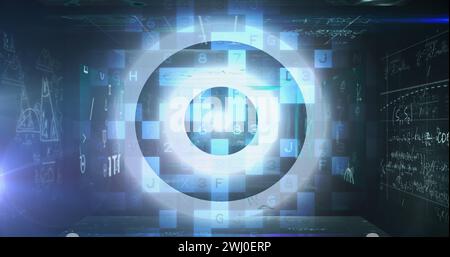 Image du balayage de l'oscilloscope et du traitement des données scientifiques sur les écrans Banque D'Images