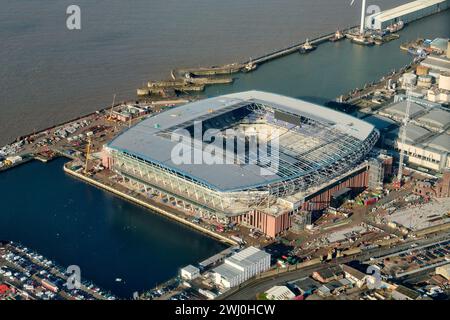 Le stade du New Everton Football Club à Bramley Moore Dock, Merseyside, Liverpool, Nord-Ouest de l'Angleterre, Royaume-Uni, en construction Banque D'Images