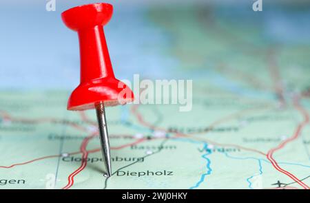 Diepholz, Allemagne pin sur la carte Banque D'Images