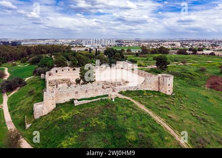 Les murs de la forteresse de tel Afek Banque D'Images