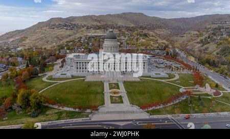 Vue aérienne du bâtiment du Capitole de l'État de l'Utah à Salt Lake City, Utah Banque D'Images