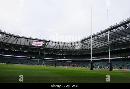 Vue de Twickenham pendant le match de rugby Guiness 6 Nations entre l'Angleterre et le pays de Galles au stade Twickenham, Londres le 10 février 2024 Banque D'Images