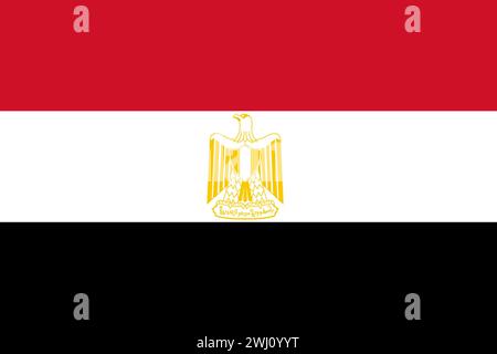 Drapeau de l'Egypte. Drapeau égyptien sur la surface du tissu. Drapeau national égyptien sur fond texturé. Fabri Banque D'Images
