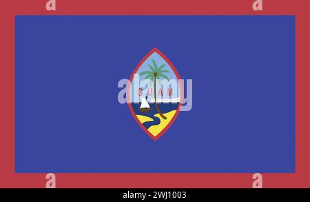 Drapeau de Guam. Symbole officiel du territoire organisé et non incorporé des États-Unis. 3D illust Banque D'Images