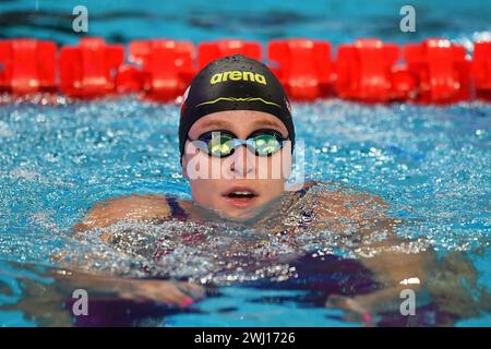 Doha, Qat. 12 février 2024. Maaike de Waard de Nederland en action lors des Championnats du monde de natation Doha 2024 - sport- natation -Doha (Qatar) 12 février 2024 (photo de Gian Mattia D'Alberto/LaPresse) crédit : LaPresse/Alamy Live News Banque D'Images