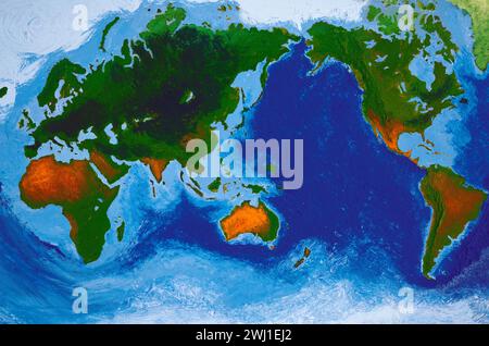 Illustration. Peinture Illustration carte du monde. Banque D'Images
