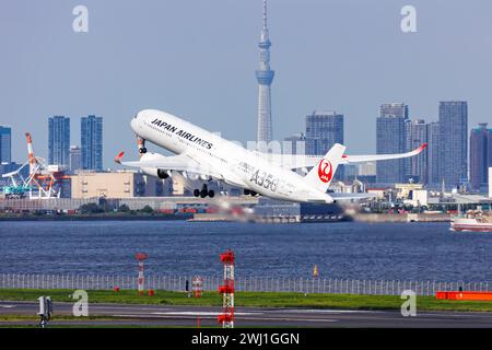 Japan Airlines JAL Airbus A350-900 Aéroport Tokyo Haneda au Japon Banque D'Images