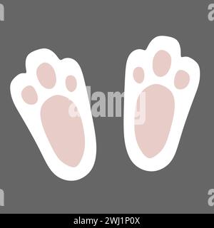 Lapin de Pâques Cute Paws isolé sur blanc. Elément de conception de style Vector Flat. Lapin Rose Footprint pour carte postale de voeux, impression, invitation. Vacances an Illustration de Vecteur