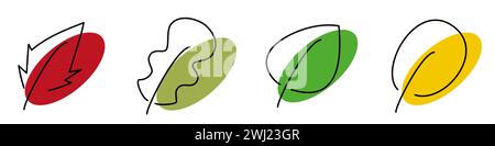 Icône de lame linéaire. Ensemble d'icônes de feuilles linéaires noires isolées Illustration de Vecteur