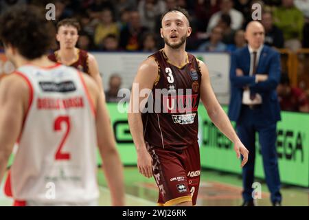 Venise, Italie. 11 février 2024. Max Heidegger lors de l'Umana Reyer Venezia vs Estra Pistoia au Taliercio à Venise, Italie le 11 février 2024 lors de l'Umana Reyer Venezia vs Estra Pistoia, match italien de basket Serie A à Venise, Italie, 11 février 2024 crédit : Agence photo indépendante/Alamy Live News Banque D'Images