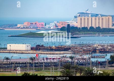 Vue aérienne de Mina port Doha Corniche Qatar Banque D'Images