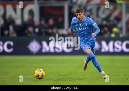 Milan, Italie. 11 février 2024. Jesper Lindstrom du SCC Napoli en action lors du match de football Serie A entre l'AC Milan et la SSC Napoli. Crédit : Nicolò Campo/Alamy Live News Banque D'Images