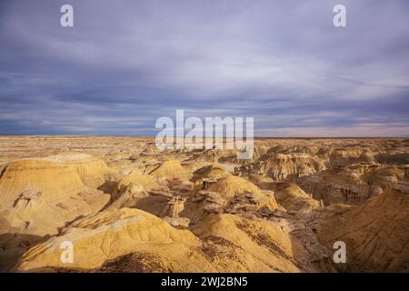 Le paysage bizarre des Bisti Badlands ou de-Na-Zin Wilderness dans le comté de San Juan, Nouveau-Mexique, États-Unis Banque D'Images