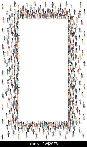 Cadre rectangulaire vertical formé par un groupe de personnes diverses Illustration de Vecteur