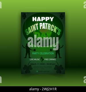 Happy Saint Patrick's Day Template Design. Illustration vectorielle du logotype Happy Saint Patrick's Day. Motif de célébration irlandais esquissé à la main. Illustration de Vecteur