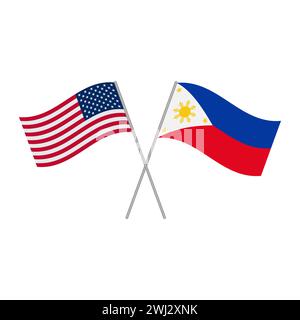 Drapeaux des États-Unis d'Amérique et des Philippines Illustration de Vecteur