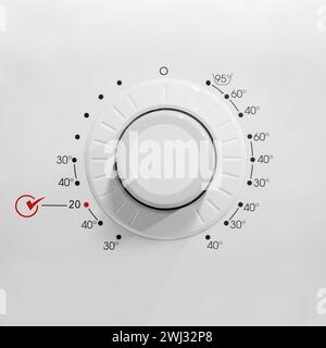 Panneau de commande pour machine à laver. afficher la machine à laver avec affichage de 20 degrés celsius. économisez de l'énergie Banque D'Images