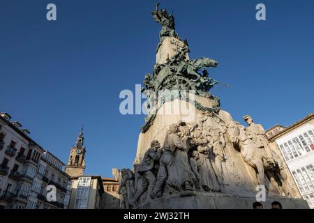 Monument commémoratif de la bataille de Vitoria, Plaza de la Virgen Blanca, Vitoria, Álava, communauté autonome du pays Basque, Espagne Banque D'Images