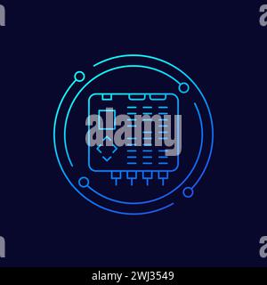 Icône de ligne PLC, contrôleur logique programmable Illustration de Vecteur