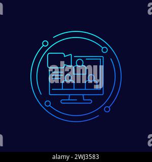 icône d'appel vidéo de groupe, conception linéaire Illustration de Vecteur