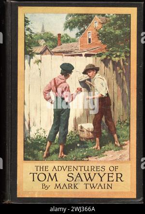 Couverture de livre vintage pour les aventures de Tom Sawyer, par Mark Twain [pseud.] Illustré par Worth Brehm Publishe 1910 Banque D'Images