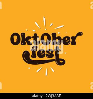 Oktoberfest rétro style rétro logo de lettrage sur fond jaune pour célébrer le festival traditionnel allemand en octobre. Oktoberfest 2024 Illustration de Vecteur