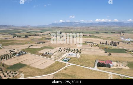 Image aérienne des terres agricoles. Récolte à l'extérieur Banque D'Images