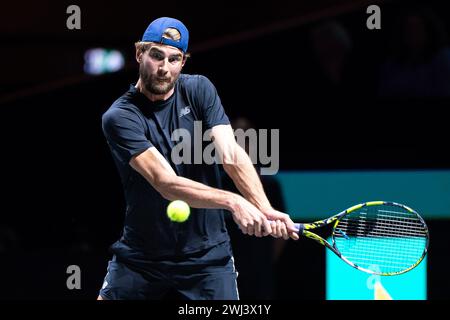 Rotterdam, pays-Bas. 12 février 2024. ROTTERDAM, PAYS-BAS - 12 FÉVRIER : Maxime Cressy des États-Unis et de la France pendant le premier jour de l'ABN AMRO Open 2024 à Ahoy le 12 février 2024 à Rotterdam, pays-Bas. (Photo de Joris Verwijst/Agence BSR) crédit : Agence BSR/Alamy Live News Banque D'Images