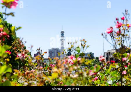 Bakground vue de la tour de guet de l'Universidad de Concepcion, Chili Banque D'Images