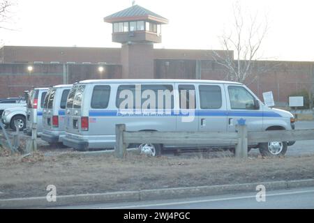 Concord, ma, États-Unis. 9 février 2024. MCI Concord, Massachusetts Correctional Institute, Concord, une prison à sécurité moyenne fermera en juin prochain, le nombre de détenus ayant chuté à un minimum de 300. Des spéculations ont surgi dans la ville historique de Concord sur ce qui remplacera la prison historique de la période victorienne fondée en 1878. (Crédit image : © Kenneth Martin/ZUMA Press Wire) USAGE ÉDITORIAL SEULEMENT! Non destiné à UN USAGE commercial ! Banque D'Images