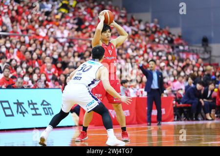 Funabashi Arena, Chiba, Japon. 2 février 2024. Shuta Hara (jets), 2 FÉVRIER 2024 - Basketball : match de B.LEAGUE B1 2023-24 entre Chiba jets 89-79 Yokohama B-Corsaires à Funabashi Arena, Chiba, Japon. Crédit : AFLO SPORT/Alamy Live News Banque D'Images