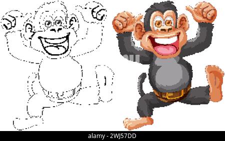 Illustration vectorielle d'un singe, coloré et délimité. Illustration de Vecteur