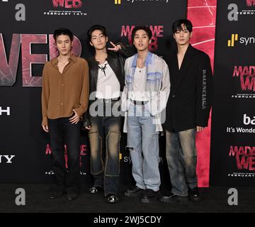 Westwood, États-Unis. 12 février 2024. The Boyz, Eric Sohn Youngjae, Kevin Moon, Jacob et Lee Juyeon arrivant à la première mondiale « Madame Web » au Regency Village Theatre le 12 février 2024 à Westwood, CA. © Tammie Arroyo/AFF-USA.com crédit : AFF/Alamy Live News Banque D'Images