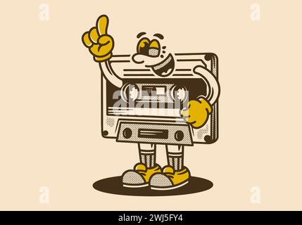 Illustration de personnage mascotte vintage de cassette de bande Illustration de Vecteur
