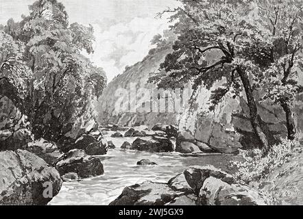 Le pont de Dargle, pays de Wicklow, République d'Irlande. Europe. Trois mois en Irlande de Miss Marie Anne de Bovet (1855 - 1935) Limerick et la Clare Coast 1889, le Tour du monde 1890 Banque D'Images