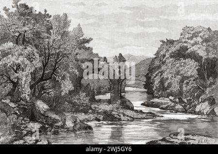 Pont de Cromwell à Glengarriff, comté de Cork. République d'Irlande. Europe. Trois mois en Irlande de Miss Marie Anne de Bovet (1855 - 1935) Limerick et la Clare Coast 1889, le Tour du monde 1890 Banque D'Images