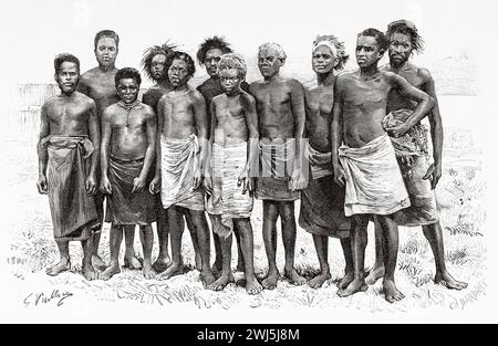 Natifs de l'île Fidji, Océanie. Voyage aux îles Fidji 1889 par Gerrit Verschuur (1840-1906) le Tour du monde 1890 Banque D'Images