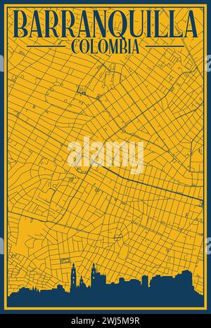 Le réseau routier et l'affiche d'horizon du centre-ville DE BARRANQUILLA, COLOMBIE Illustration de Vecteur