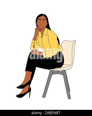 Femme d'affaires assise sur la chaise isolée. Illustration de Vecteur