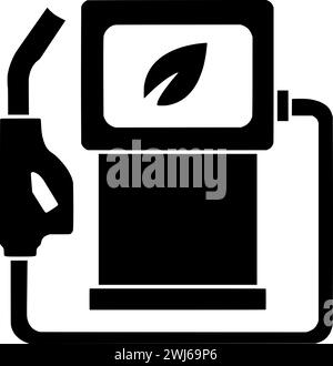 silhouette d'essence noire ou illustration plate de bioénergie de logo d'énergie huile pour maïs avec icône de feuille et biodiesel de forme de carburant comme bio à l'industrie Illustration de Vecteur