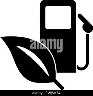 silhouette d'essence noire ou illustration plate de bioénergie de logo d'énergie huile pour maïs avec icône de feuille et biodiesel de forme de carburant comme bio à l'industrie Illustration de Vecteur