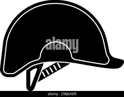 Silhouette de casque noir ou illustration de sécurité plate du mineur de logo d'ingénieur pour le travailleur avec l'icône de mine et le travail de forme de construction comme protection à mini Illustration de Vecteur